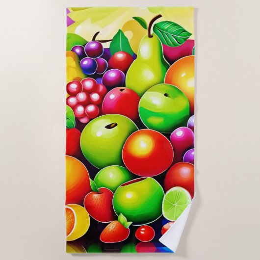 Lebhafte Fruit Medley Art Strandtuch (Vorderseite)