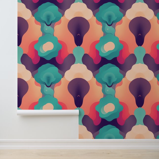 Lebhafte Fusion: Retro-Modernes Abstraktes Kaleido Tapete (Anwendung)