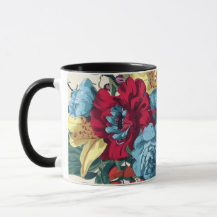 Lebhafte Gartenblüten farbenfrohe Vintage Blume Tasse