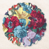 Lebhafte Gartenblüten farbenfrohe Vintage Blume Untersetzer (Vorderseite)