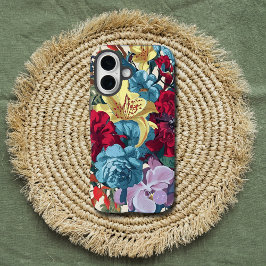 Lebhafte Gartenmonogramm farbige Vintage Blume iPhone 16 Hülle