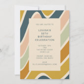 Lebhafte Geburtstagsfeier Retro Abstrakt Bold Einladung (Vorderseite)