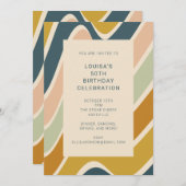 Lebhafte Geburtstagsfeier Retro Abstrakt Bold Einladung (Vorne/Hinten)