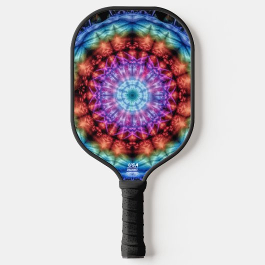 Lebhafte Gefärbte Krawatte Kaleidoskop Rainbow Man Pickleball Schläger (Vorderseite)