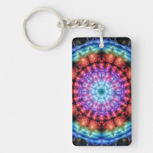Lebhafte Gefärbte Krawatte Kaleidoskop Rainbow Man Schlüsselanhänger