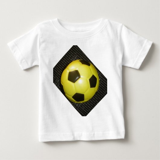 Lebhafte Gelb- und Schwarzfußballkunst Baby T-shirt (Vorderseite)