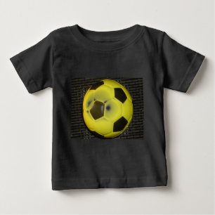 Lebhafte Gelb- und Schwarzfußballkunst Baby T-shirt