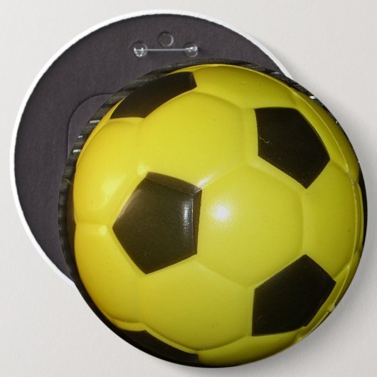 Lebhafte Gelb- und Schwarzfußballkunst Button (Vorne & Hinten)