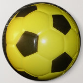 Lebhafte Gelb- und Schwarzfußballkunst Button (Vorderseite)