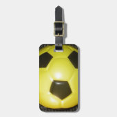 Lebhafte Gelb- und Schwarzfußballkunst Gepäckanhänger (Vorderseite vertikal)