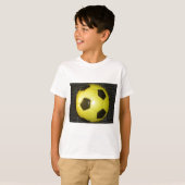 Lebhafte Gelb- und Schwarzfußballkunst T-Shirt (Vorne ganz)