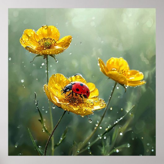 Lebhafte gelbe Blumen Poster (Vorne)