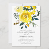 Lebhafte gelbe Blumenschrift Einladung (Vorderseite)