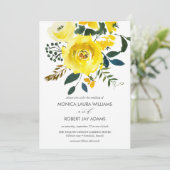 Lebhafte gelbe Blumenschrift Einladung (Stehend Vorderseite)