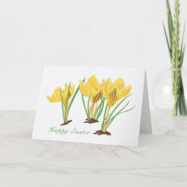 Lebhafte, gelbe Crocus-Blume glücklich Ostern Feiertagskarte
