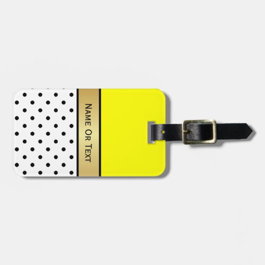 Lebhafte Gelbe goldene Schleife, weiße schwarze Po Gepäckanhänger (Vorderseite horizontal)