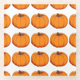 Lebhafte gelbe Kürbis-Musterillustrierung. Glasuntersetzer