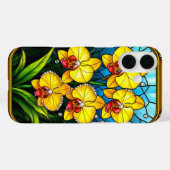Lebhafte gelbe Orchideen in Ziergoldrahmen Case-Mate iPhone Hülle (Rückseite (Horizontal))