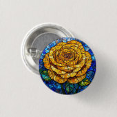 Lebhafte gelbe Rose-Kreissage Button (Vorne & Hinten)