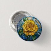 Lebhafte gelbe Rose-Kreissage Button (Vorne & Hinten)