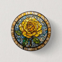 Lebhafte gelbe Rose-Kreissage Button