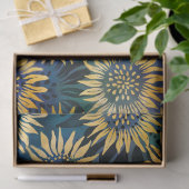 Lebhafte gelbe Sonnenblumen auf Lila Decoupage Seidenpapier (Geschenk)