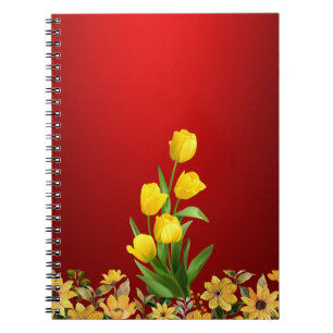 Lebhafte gelbe Tulip Blumenstrauß Notizblock