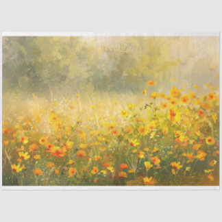Lebhafte gelbe Wildblume beeindruckender Dekoupage Seidenpapier