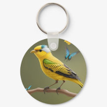 Lebhafte Gelbvögel-Perched-Amid-Schmetterlinge