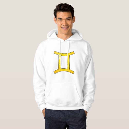 Lebhafte Gemini Vibes - Abstrakte Gelbe Kunst Hoodie (Vorne ganz)