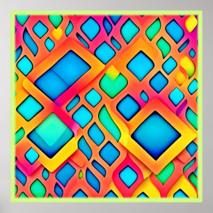 Lebhafte geometrische Abstrakte Kunst Poster