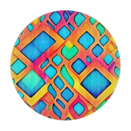 Lebhafte geometrische Abstrakte Kunst Schneidebrett (Vorderseite)