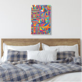 Lebhafte geometrische Abstrakte moderne Kunst Leinwanddruck (Insitu (Schlafzimmer))