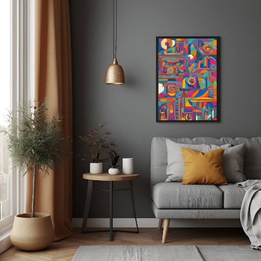 Lebhafte geometrische Abstrakte moderne Kunst Poster