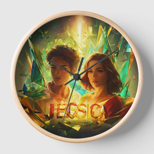 "Lebhafte geometrische Eleganz: 3D Jessica" Uhr (Vorderseite)