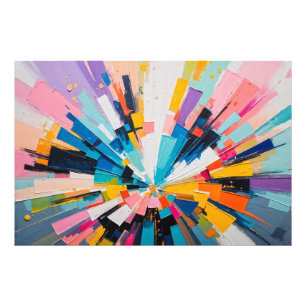 Lebhafte geometrische Explosion, farbenfrohe Abstr Fotodruck