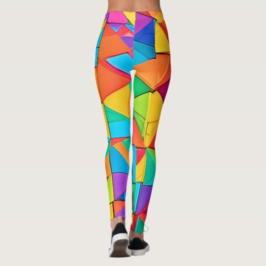 Lebhafte geometrische Farbblöcke Kunst Leggings (Rückseite)