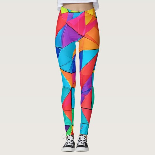 Lebhafte geometrische Farbblöcke Kunst Leggings (Vorderseite)