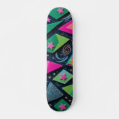 Lebhafte geometrische Formen mit Glitzer und Stern Skateboard (Vorne)