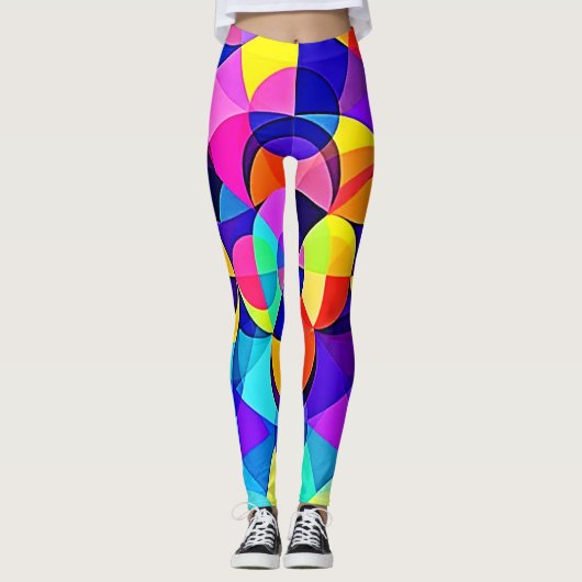 Lebhafte geometrische Joy Leggings (Vorderseite)