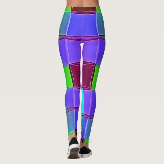 Lebhafte geometrische Lichtwellen Leggings (Rückseite)