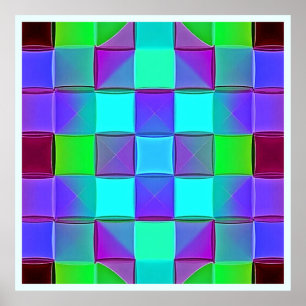 Lebhafte geometrische Lichtwellen Poster
