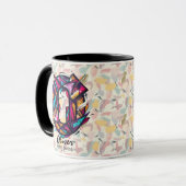 Lebhafte geometrische Monogramm-Tasse - O für Oliv Tasse (Vorderseite Links)
