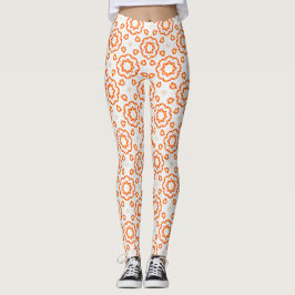 Lebhafte geometrische orangefarbene Blumenleggings Leggings