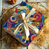 Lebhafte geometrische Patchwork afrikanisch-amerik Geschenkpapier