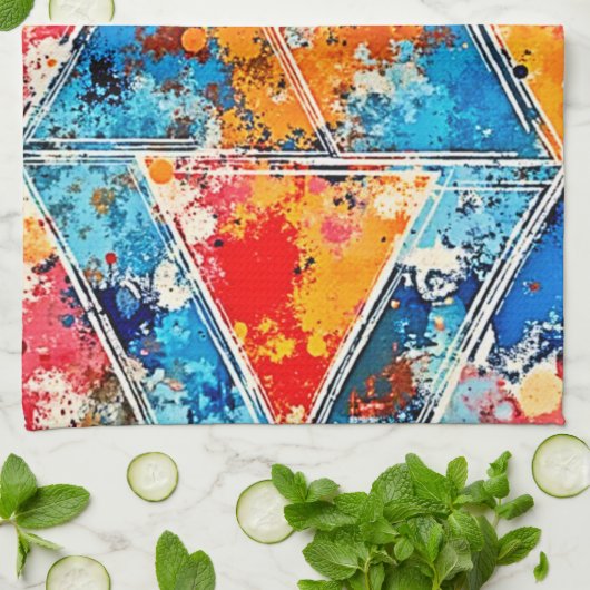 Lebhafte geometrische Splash Art Geschirrtuch (Gefaltet)