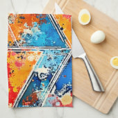 Lebhafte geometrische Splash Art Geschirrtuch (Viertel Falte)