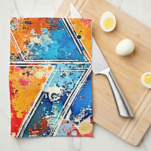 Lebhafte geometrische Splash Art Geschirrtuch (Viertel Falte)