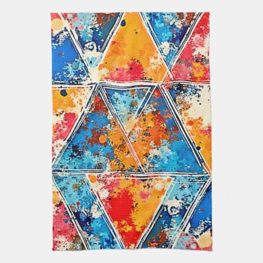Lebhafte geometrische Splash Art Geschirrtuch (Vertikal)