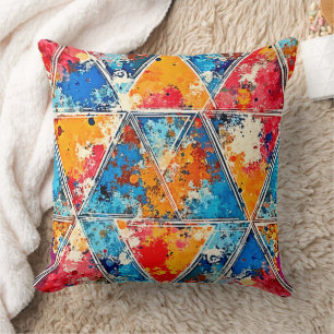 Lebhafte geometrische Splash Art Kissen